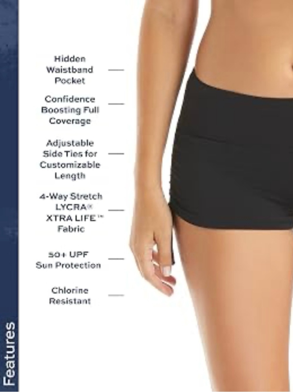 Beach House Solids Blake Adjustable Side Tie Swim Short Black Size 6